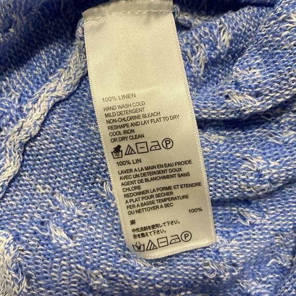 Tommy Bahama Linen Cable Knit Side Slits Sweater Women’s Blue Size L - Picture 8 of 9